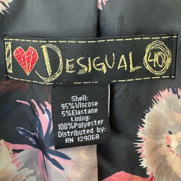 Desigual Black Blazer with Red Floral Embroidery - Picture 8 of 12